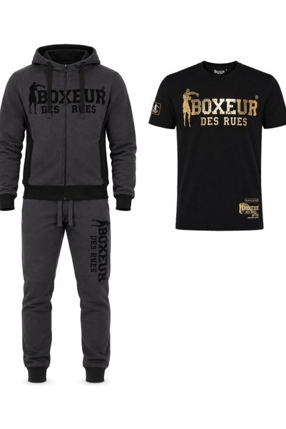Boxeur Des Rues Set de iarnă: Hanorac cu fermoar antracit/negru + Pantaloni a...