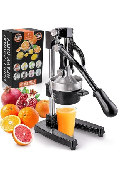 Zulay Kitchen Cast Iron Juicer, Orange Manual Juicer, Citrus Press, Pink