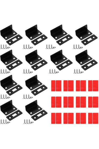 Generic Swpeet 12 Pack Black L-Shaped Stainless Steel Cabinet Magnetic Catch ...