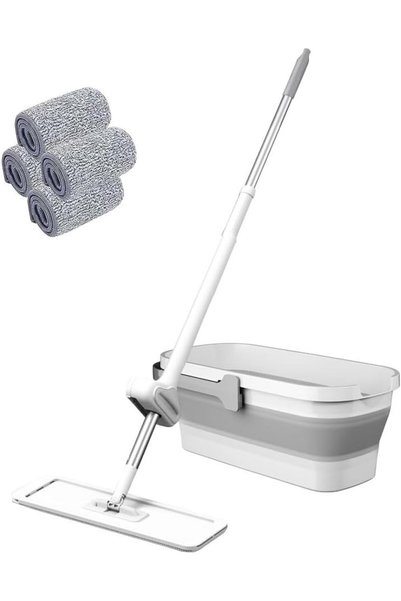 Generic Wet and Dry Use Flat Mop and Collapsible Bucket, 360 Degree Rotatable...