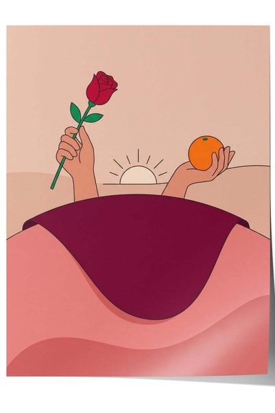 Postifull Poster fără ramă „Mâini care țin o trandafir și o portocală” Nr. 16...