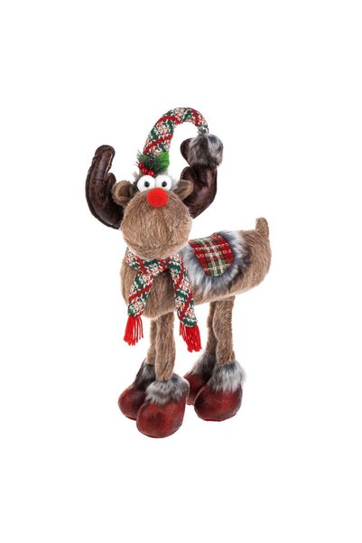 OEM Figurina Decorativa de Craciun Ren Alb cu Paiete de Culoare Aurie 64cm