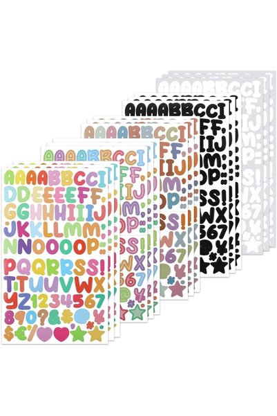 Generic Small Alphabet Number Stickers, 1350 Pcs 0.5 Inch Self-Adhesive Vinyl...