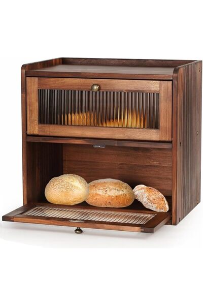 Andgogo Bread Box,Double Layer Large Capacity Bread Bin for Kitchen Counterto...