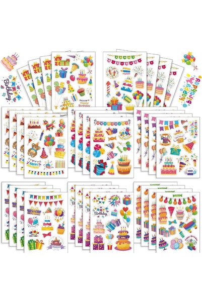 Generic 32 Sheet Happy Birthday Stickers, Multicolor, Cartoon, Waterproof, Fo...