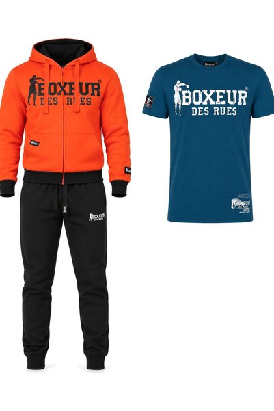 Boxeur Des Rues Set de iarnă: Hanorac cu fermoar portocaliu/negru + Pantaloni...