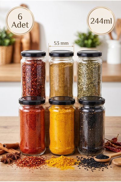 Milea 6-Piece Multi-Purpose 244 Cc Metal-Lidded Glass Jar Set for Canning, Ja...