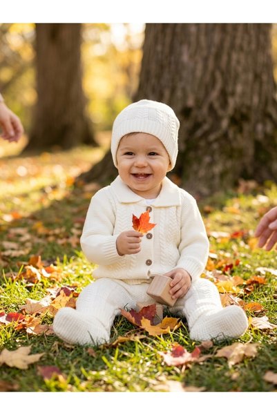 INFANT Πλεκτό σετ μωρού Λευκό 9-12 Μήνες