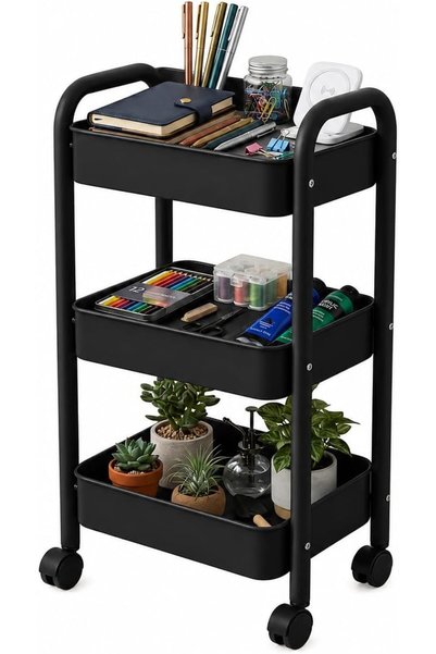 Generic 3 Tier Rolling Utility Cart Storage Rack with Wheels – Multifunctiona...