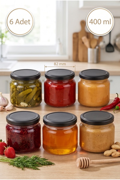 Milea 6-Piece Multi-Purpose 400 Cc Flat-Bottom Metal-Lidded Glass Jar Set for...