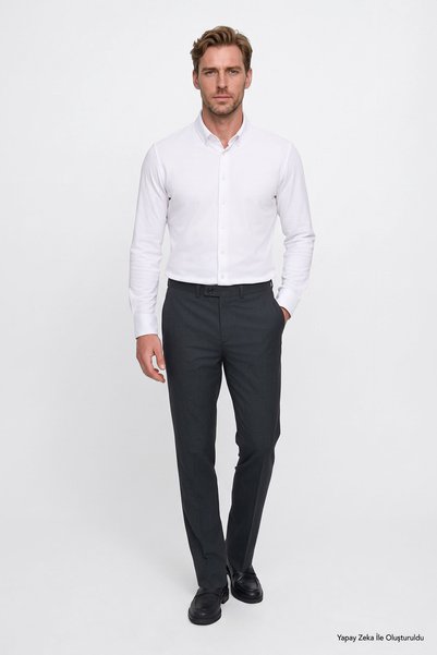AC&Co / Altınyıldız Classics Erkek Antrasit Comfort Fit Rahat Kesim Yan Cepli...