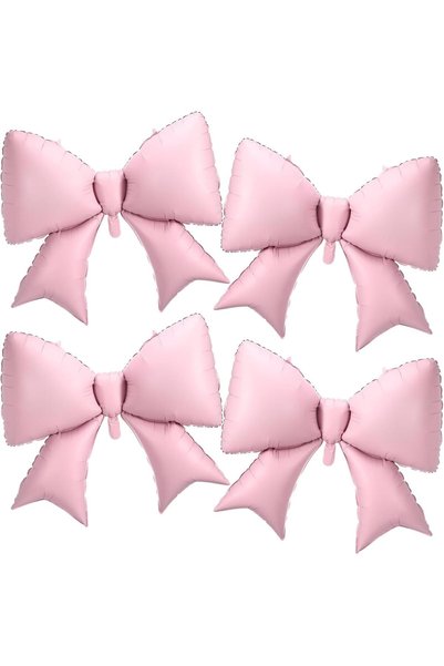 Soofam 4Pcs Pink Bow Balloons 38" Bowknot Foil Balloons for One Silly Goose G...