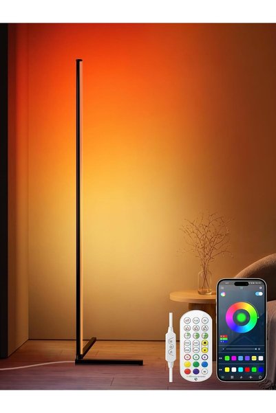 Generic مصباح أرضي بتقنية LED، طوله 165 سم، مع إضاءة RGB قابلة للتحكم في شدته...