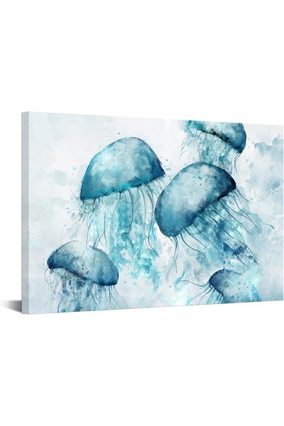 Generic sechars 3 Piece Sea Animal Wall Art Navy Blue Watercolor Jellyfish Pa...