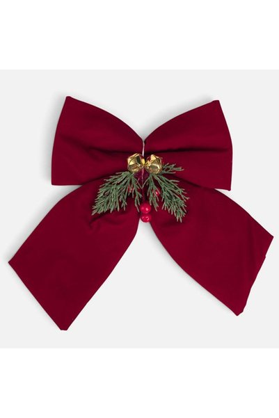 SHOPIENS Funda Decorativa de Craciun Bordo Catifelata cu Clopotei 24x30 cm Sh...