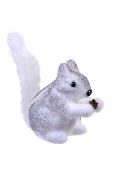 SHOPIENS Figurina decorativa de Craciun veverita alba gri din spuma 16 cm Sho...