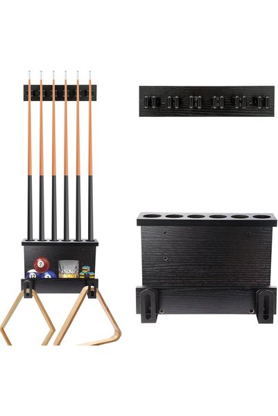 Generic Pool Stick Holder Wall Mount, Pool Cue Set Holder for 6 Cues Sticks S...