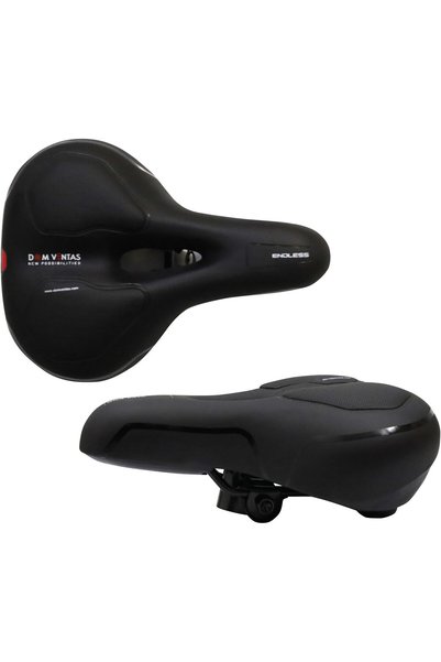 Generic Wide Cycle Seat with Red Reflective Safety Strip | Black | Material :...