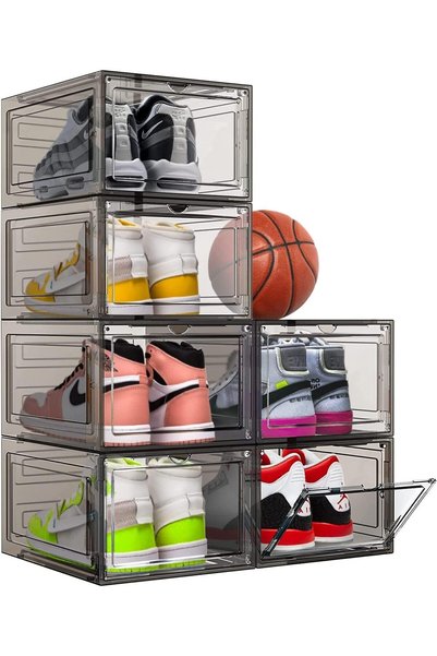 Generic Shoe Storage Box, 6 Pack Shoe Box Clear Plastic Stackable, Shoe Stora...
