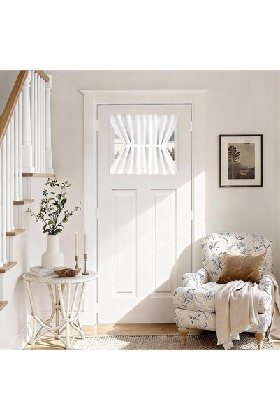 Generic Pure White French Door Curtain - Short Front Door Window Curtain for ...