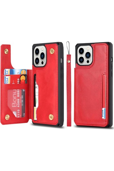 Generic حافظة لهاتف iPhone 12/12 Pro، بتصميم محفظة مع حامل للبطاقات، مصنوعة م...