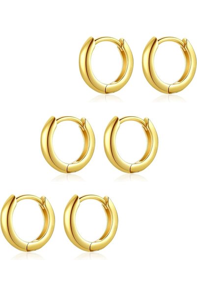 Generic Gold Hoop Earrings for Women,Small Huggie 18K Gold Plated Earring Hyp...