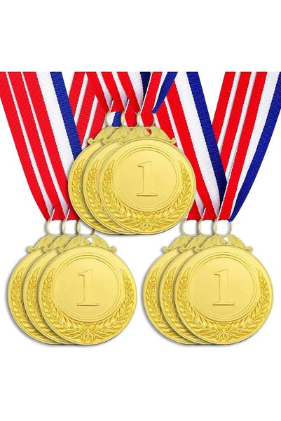 Generic مجموعة من 9 ميداليات معدنية، ميداليات ذهبية وفضية وبرونزية، ميداليات ...