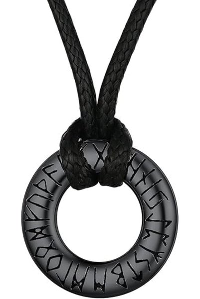 Generic Viking Rune Necklace, Norse Amulet Jewelry with Adjustable Leather/St...
