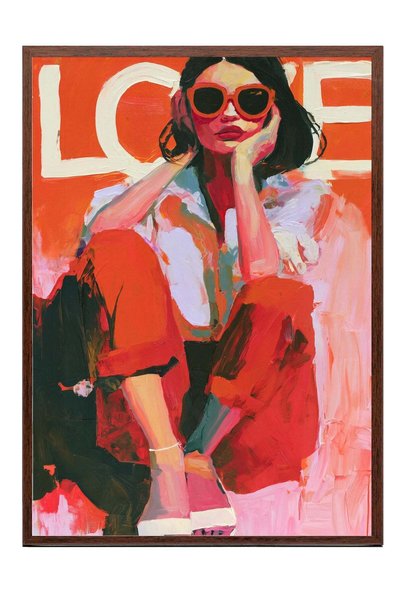 Postifull Poster „Love” – Tablou cu ramă maro, nr. 160297