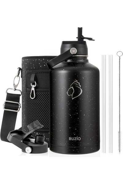 Generic Insulated Water Bottles 64oz with Straw Lid, Half Gallon Double Wall ...