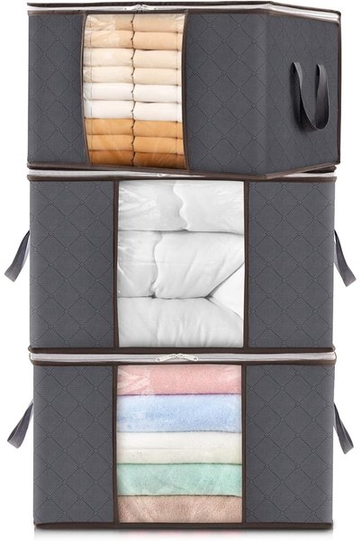 Generic 3 Packs Clothes Storage Bag, Storage Bins for Clothes, Blankets, Comf...