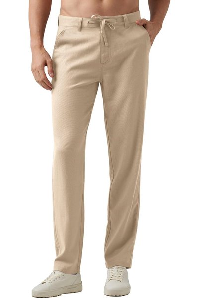 Generic Mens Linen Pants Casual Drawstring Lightweight Pants Cotton Linen Lou...