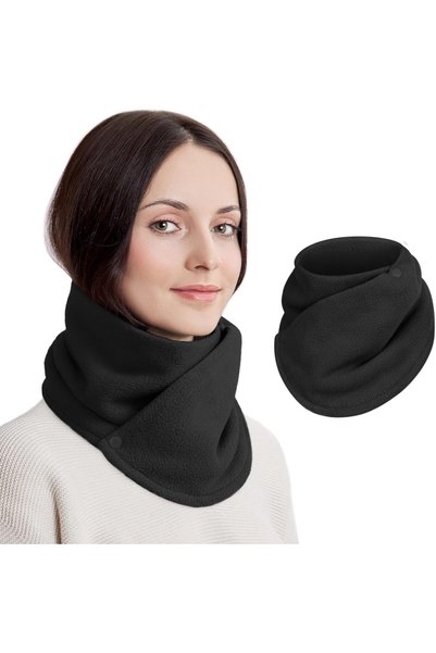 Generic Winter Neck Warmer, Thickened Shaker Fleece Warm Scarf With Double Bu...