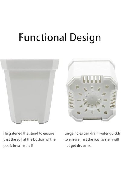 ALMEKAQUZ Small Nursery Pots, 8 White Pots with 8 Small Square Iids, Transpar...
