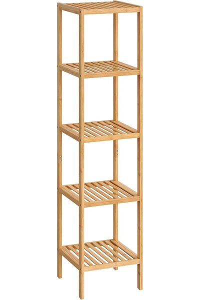 Generic 5-Tier Bamboo Shelf, Freestanding Bathroom Storage Rack