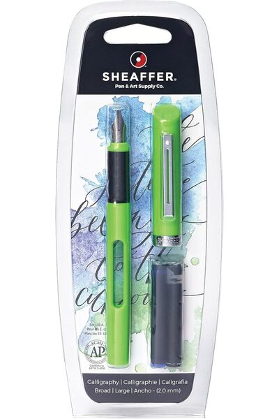 Generic Viewpoint Calligraphy Fountain Pen (2 mm) with Medium Nib and 2 Ink C...