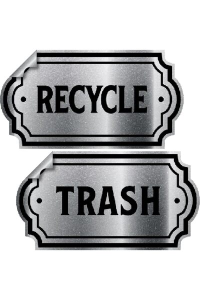 Generic Recycle and Trash Logo Symbol -- Elegant Golden Look for Trash Cans, ...