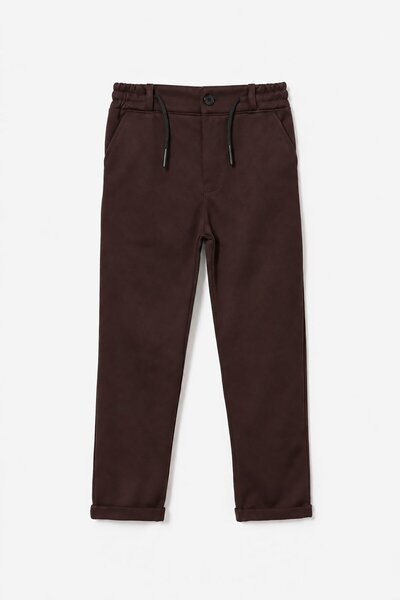 CansınMini Brown Boys' Double-Legged Pants with Elastic Waistband and Ribbed ...