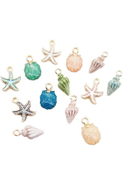 Generic 28Pcs Sea Animal Charms Assorted Enamel Sea Shell Dangle Flowers Pend...