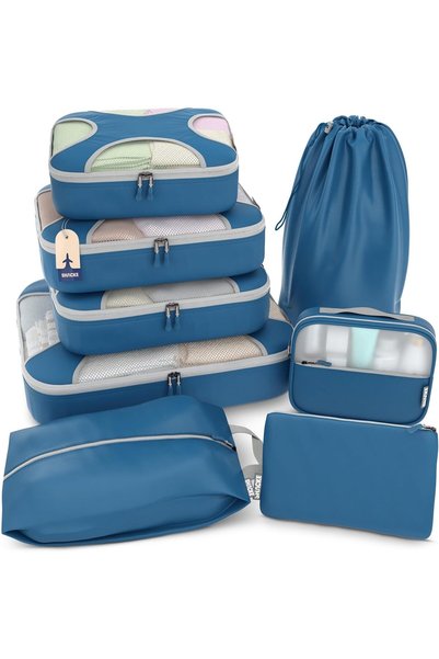 Generic Premium Set of 8 Lightweight Mesh Travel Luggage Organizers with Laun...