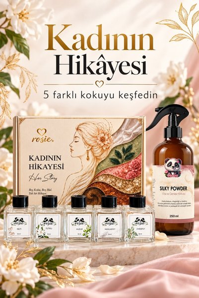 Rosie Kadının Hikâyesi 5’li Oda Kokusu Hediye Seti ve Silky Powder Sprey
