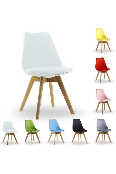 Generic P&N Homewares® Lorenzo Tulip Chair - Plastic | Padded Seat | Wood Ret...