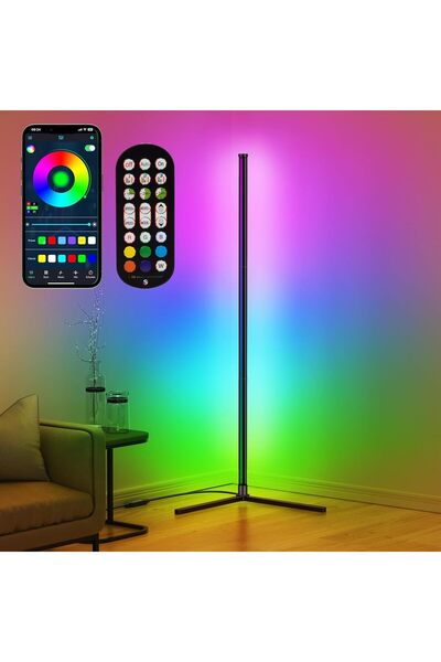 Nnewvante مصباح زاوية بتقنية LED، مصباح أرضي زاوية RGB مع تطبيق وجهاز تحكم عن...