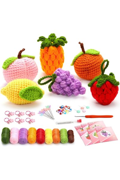 Generic Crochet Kit for Beginners, 6Pcs Fruit Combination Crochet with Step-b...
