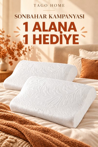 Tago Home 2 li 750 GR! Ortopedik visco yastık boyun destekli yastık (50x32x10...