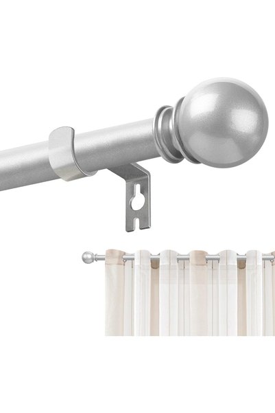 Generic Silver Curtain Rods for Windows 28 to 48 Inch, 5/8" Diameter Heavy Du...