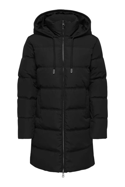 ONLY Palton matlasat lung, cu glugă, pentru femei, model Onlneo 15373228, negru