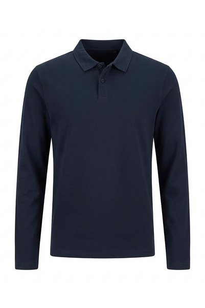 OMBRE Tricou polo cu mânecă lungă pentru bărbați, croială normală, bumbac piq...