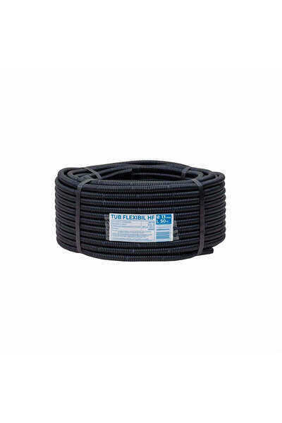 FOXMAG24 Tub flexibil din PVC Copex, fără sârmă de tragere, 13mm, 50m, negru