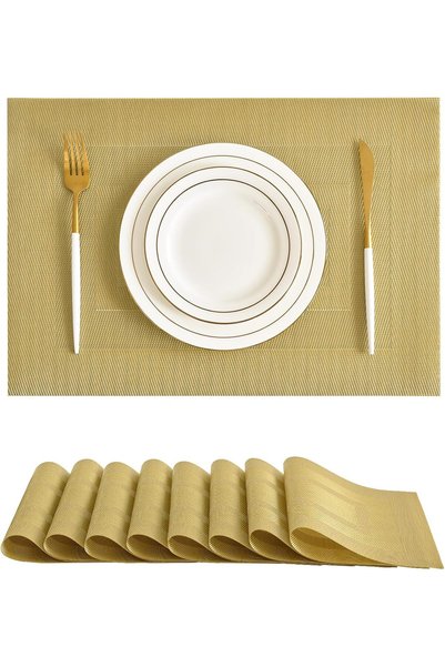 Generic Gold Frame Placemats Set of 8 - Heat Resistant Non-Slip Place Mats fo...